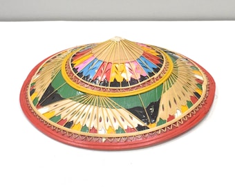 Oriental Tipsy Coolie Colorfully Painted Conical Hat