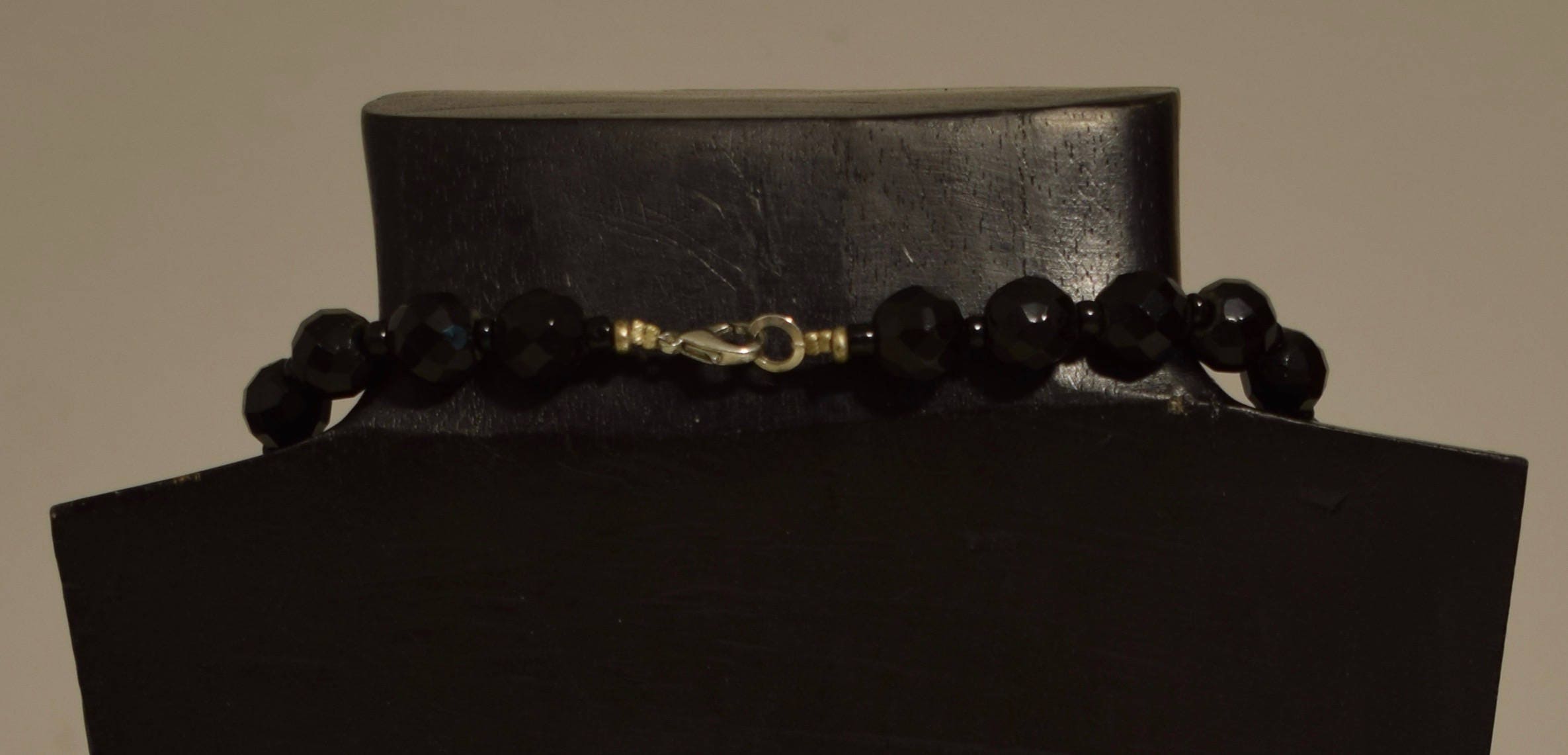 Necklace Czechoslovakian Faceted Black Jet Crystal Beads Handmade