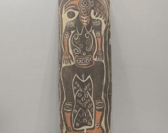Papua New Guinea Mens Hut Wood Bark Painting