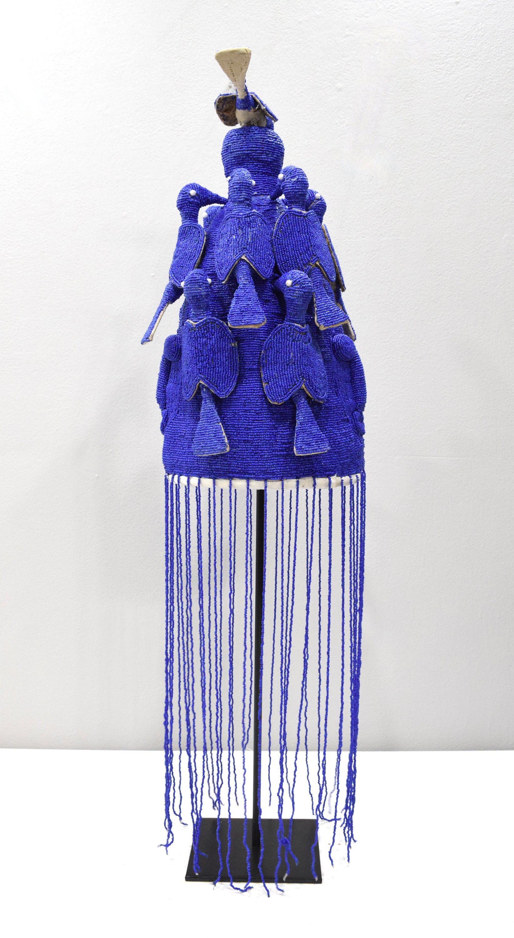 African Yoruba Beaded Multi Colored Bird Crown