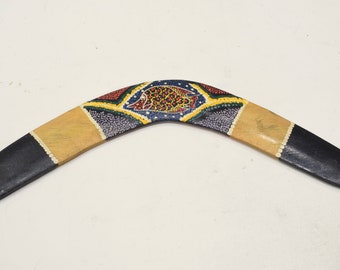 Boomerang Bali Indonesia Wood Wall Decor Tribal Painted Boomerang