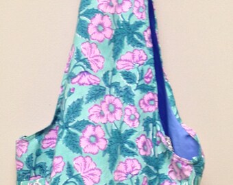 India Bag Blue Floral Shoulder Bag Handmade Cotton Hand Sewn Colorful Hand Stamped Fabric Gift for Her India Fun Shoulder Bag