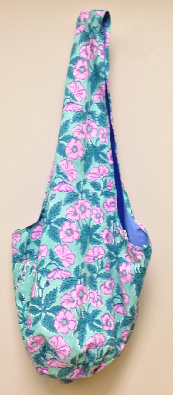 India Bag Blue Floral Shoulder Bag Handmade Cotto… - image 1