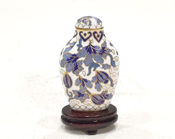 Chinese Cloisonne' Flower Vase on Wooden Stand