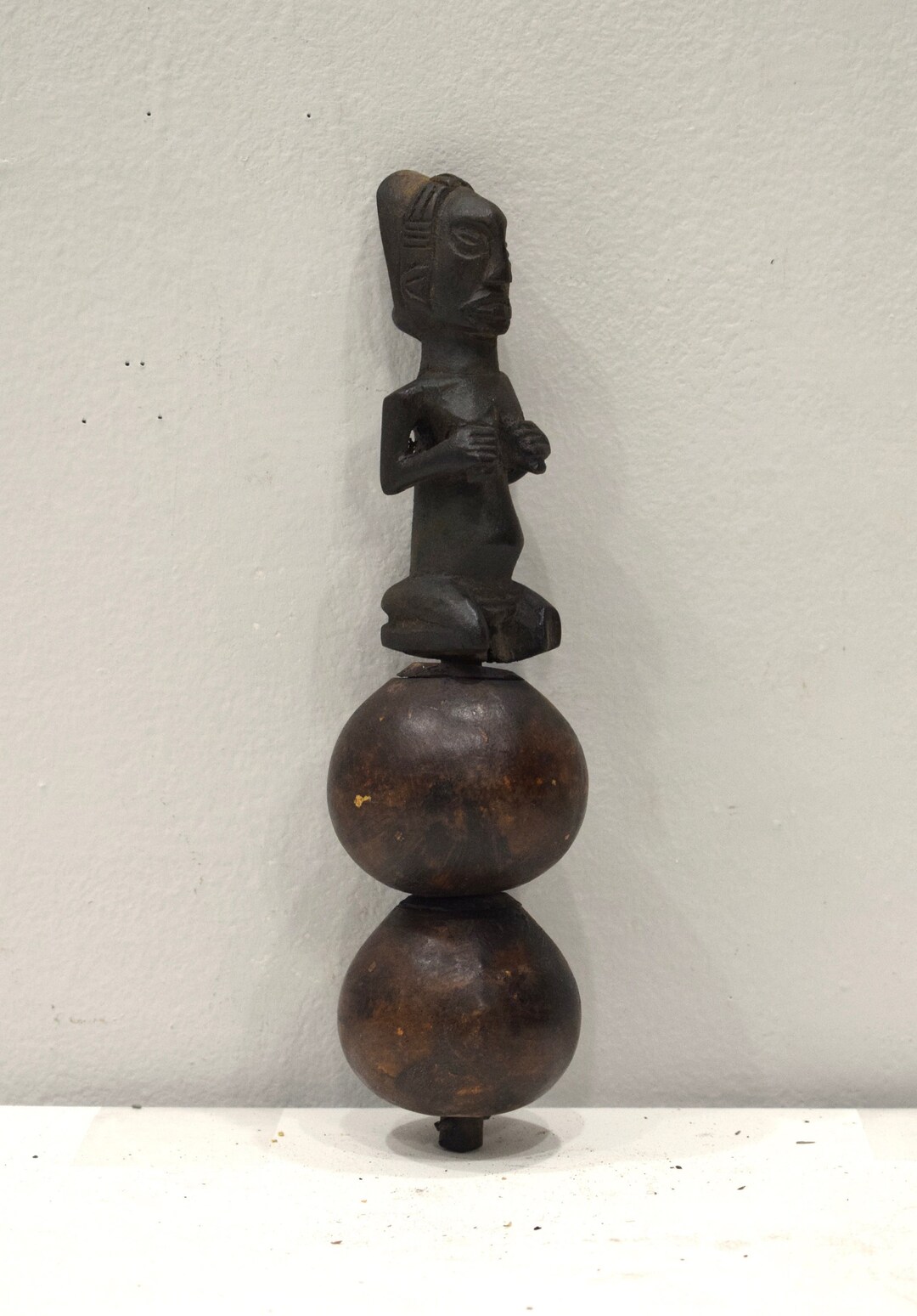 African Tripod Rattle Gourd Wood Kenya Carved Figure Handle - Etsy