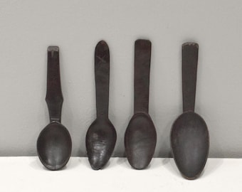 Philippines Ifugao Carved Wood 4 Piece Spoon Set