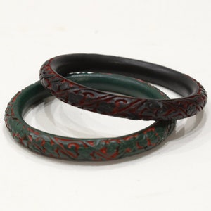 Bracelet Chinese Cinnabar Half Round Floral Bracelet