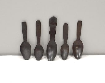 Philippines Ifugao Carved Wood 5 Piece Spoon Set
