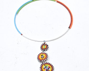 African Masai Beaded Stretch Chocker Necklace Kenya