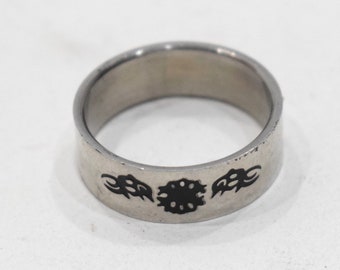 Ring Stainless Steel Etched Band Ring