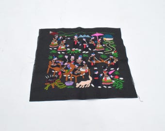 Hmong Hill Tribe Embroidered Country Life  Fabric panels