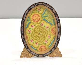 Picture Frame Cloisonné' Floral Brass Chinese Enamel Decor Frame