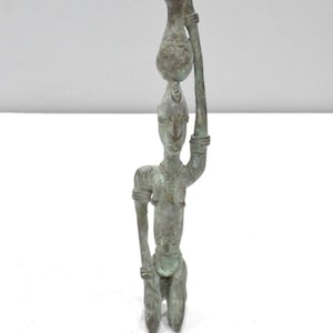 African Ashanti Bronze Female Statue Weight Ghana