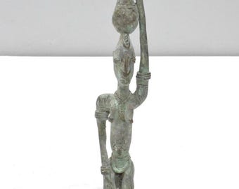 African Ashanti Bronze Female Statue Weight Ghana
