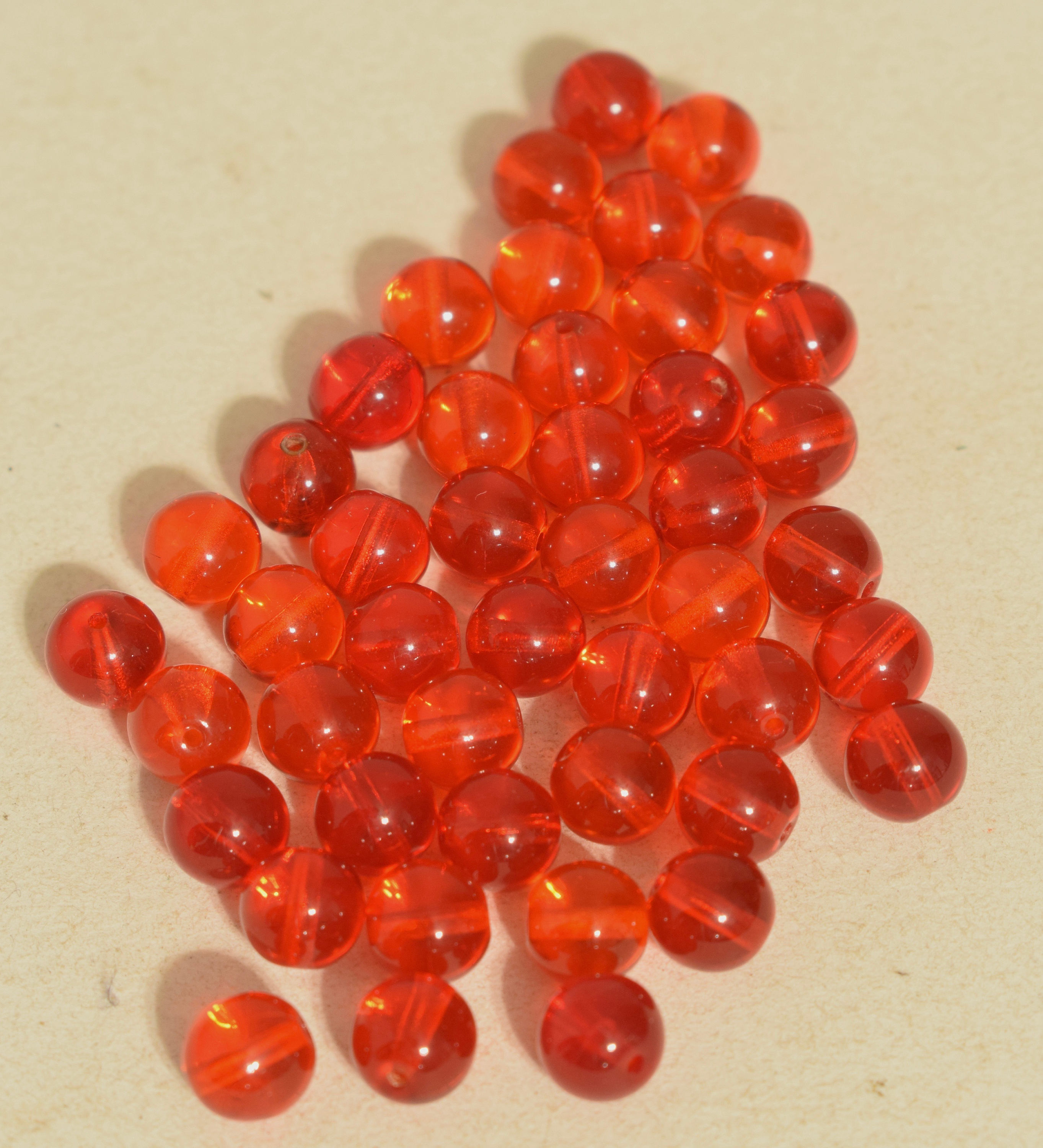 Beads Ruby Red Glass Round Beads Czechoslovakian Glass 8mm