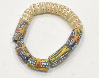 African Krobo Glass Bead Bracelet Ghana West Africa