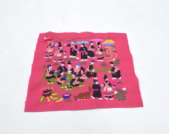 Hmong Hill Tribe Embroidered Country Life  Fabric panels