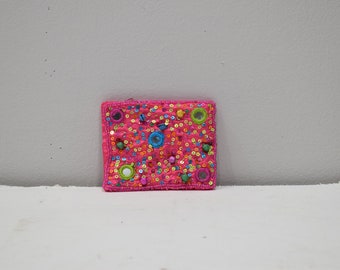 Coin Purse Beaded Pink Satin Sequined Flower Purse