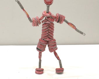 African Red Recycled Beer Bottle Cap Figure