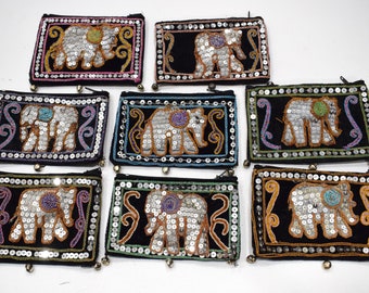 Purses India Sequined Elephant Coin Purses