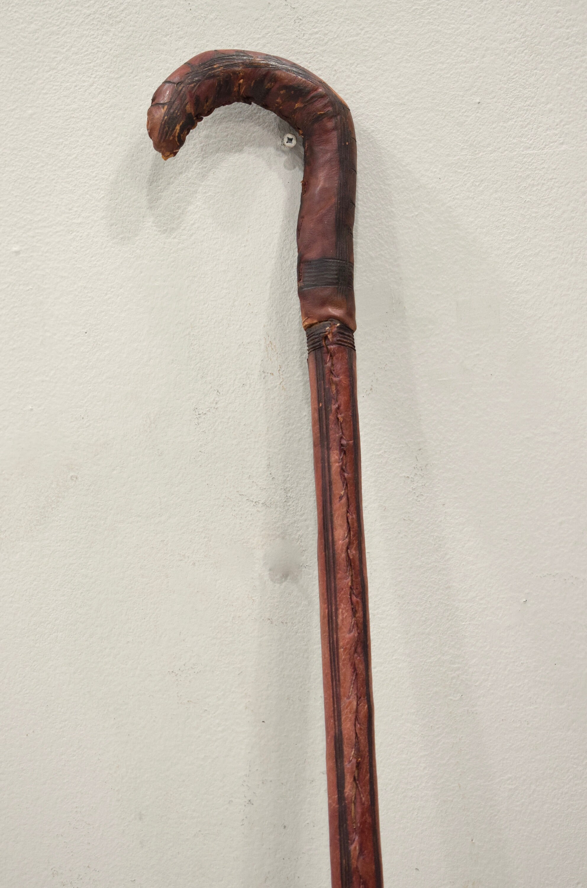 African Walking Stick Leather Wraped Wood Walking Stick Sword