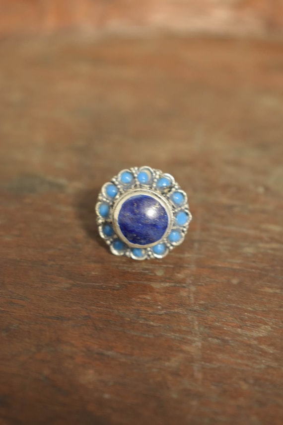 Ring Middle Eastern Silver Blue Lapis Turquoise Be