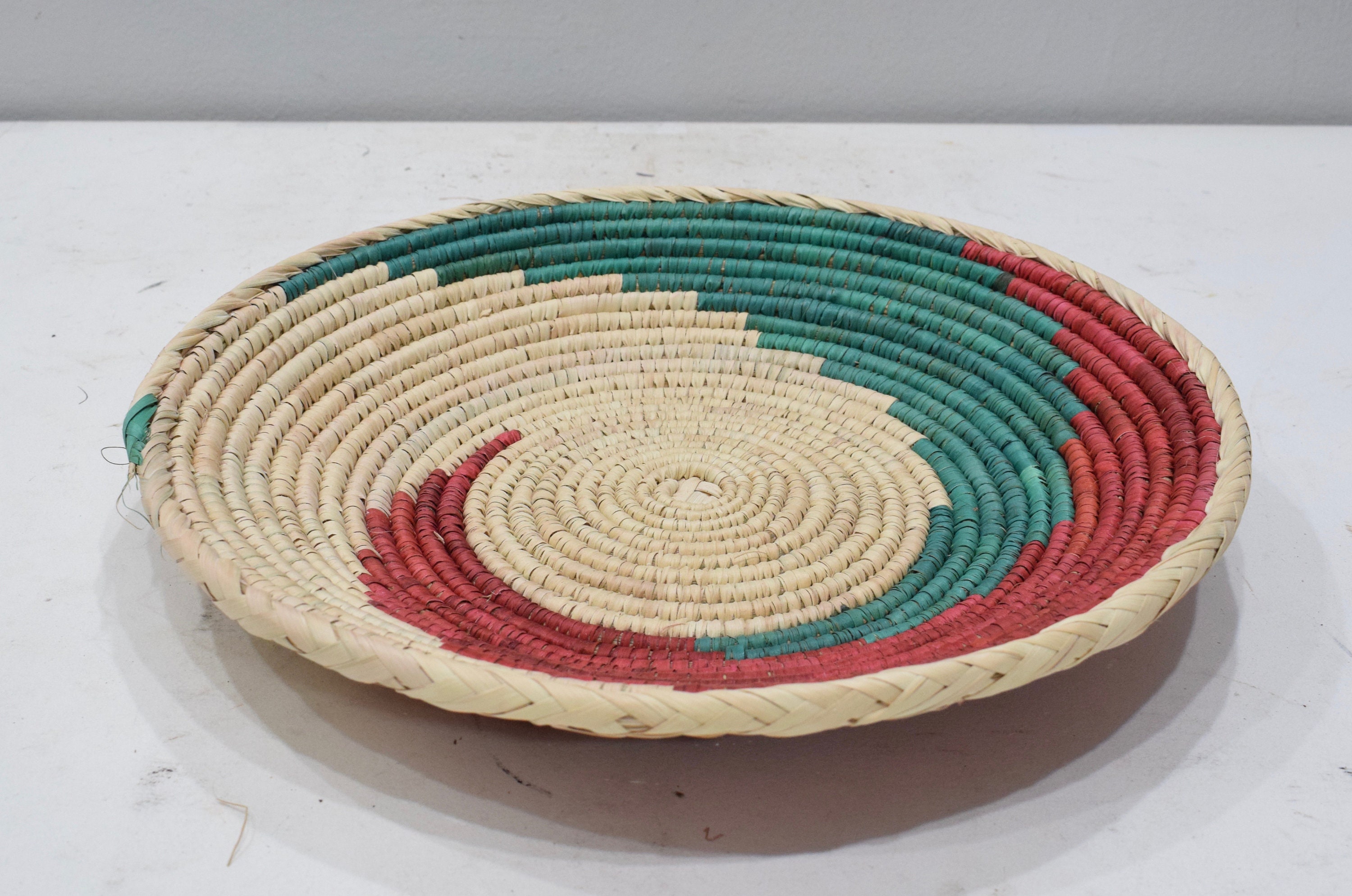 African Basket Botswana Natural Colors South Africa Woven Palm Food Basket