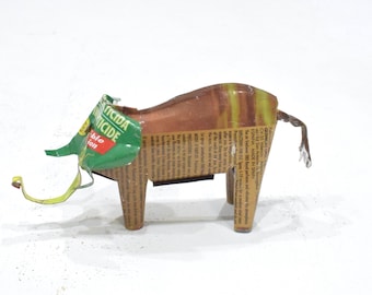 African Folk Art Toy Elephant Recycled Tin Can Tanzania