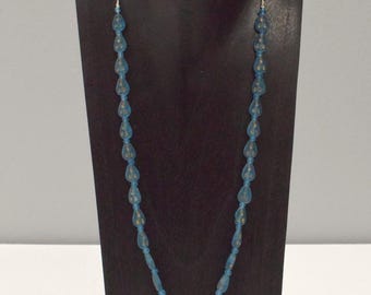 Middle Eastern Turquoise Blue Glass Beaded Necklace