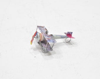Bi Plane Upcycled Toy Tin Bi Plane