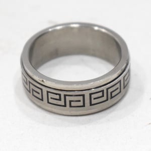Ring Stainless Steel Etched Spinner Band Ring
