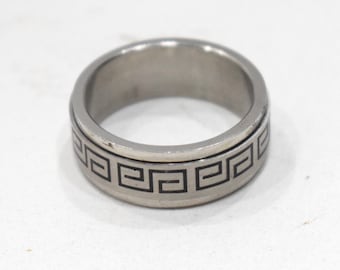 Ring Stainless Steel Etched Spinner Band Ring