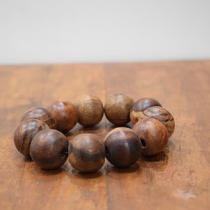 Bracelet Wood Round Beaded Stretch Bracelet