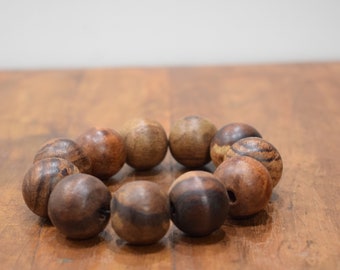 Bracelet Wood Round Beaded Stretch Bracelet