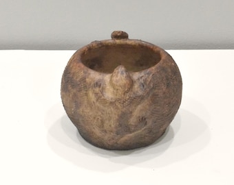 African  Brown Lizard Clay Storage Pot Kenya