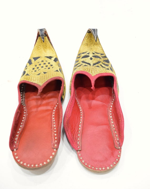 Shoes Gold India Red Leather Wedding Slipper Shoes