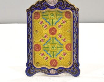 Picture Frame Cloisonné' Floral Brass Chinese Enamel Decor Frame