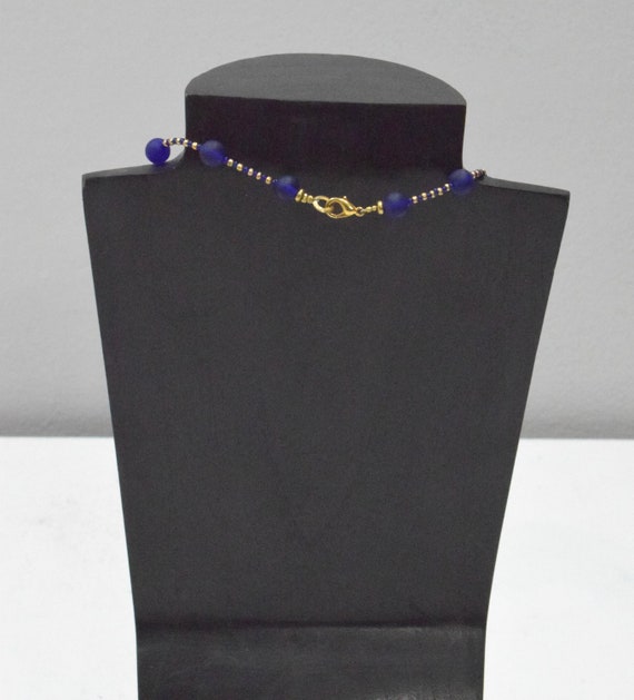Blue Matte Czech Glass Necklace - image 2