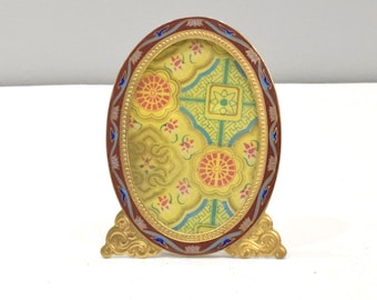 Picture Frame Cloisonné' Floral Brass Chinese Enamel Decor Frame