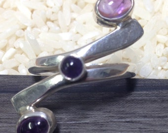 Ring Sterling Silver Amethyst Abstract Ring