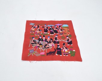 Hmong Hill Tribe Embroidered Country Life  Fabric panels