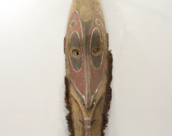 Mask Papua New Guinea Mei Wood  RaffiaTribal Mask