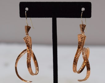 Earrings Plated Copper Hammered Curly Dangle Earrings 64mm