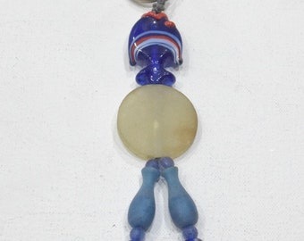 Keychain Assorted Blue Glass Beads Indonesia