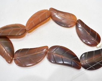 Beads Philippine Brown Horn Leaf Pendants 48-50mm