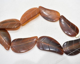 Beads Philippine Brown Horn Leaf Pendants 48-50mm