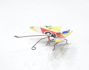 African Folk Art Toy Butterfly Recycled Tin Can Tanzania