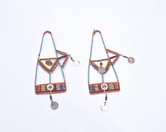 African Old Masai Beaded Earrings Kenya