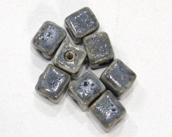 Beads Gray Porcelain Cube Beads 10mm