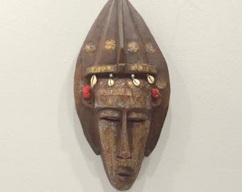 Mask African Marka Brass Wood Mask